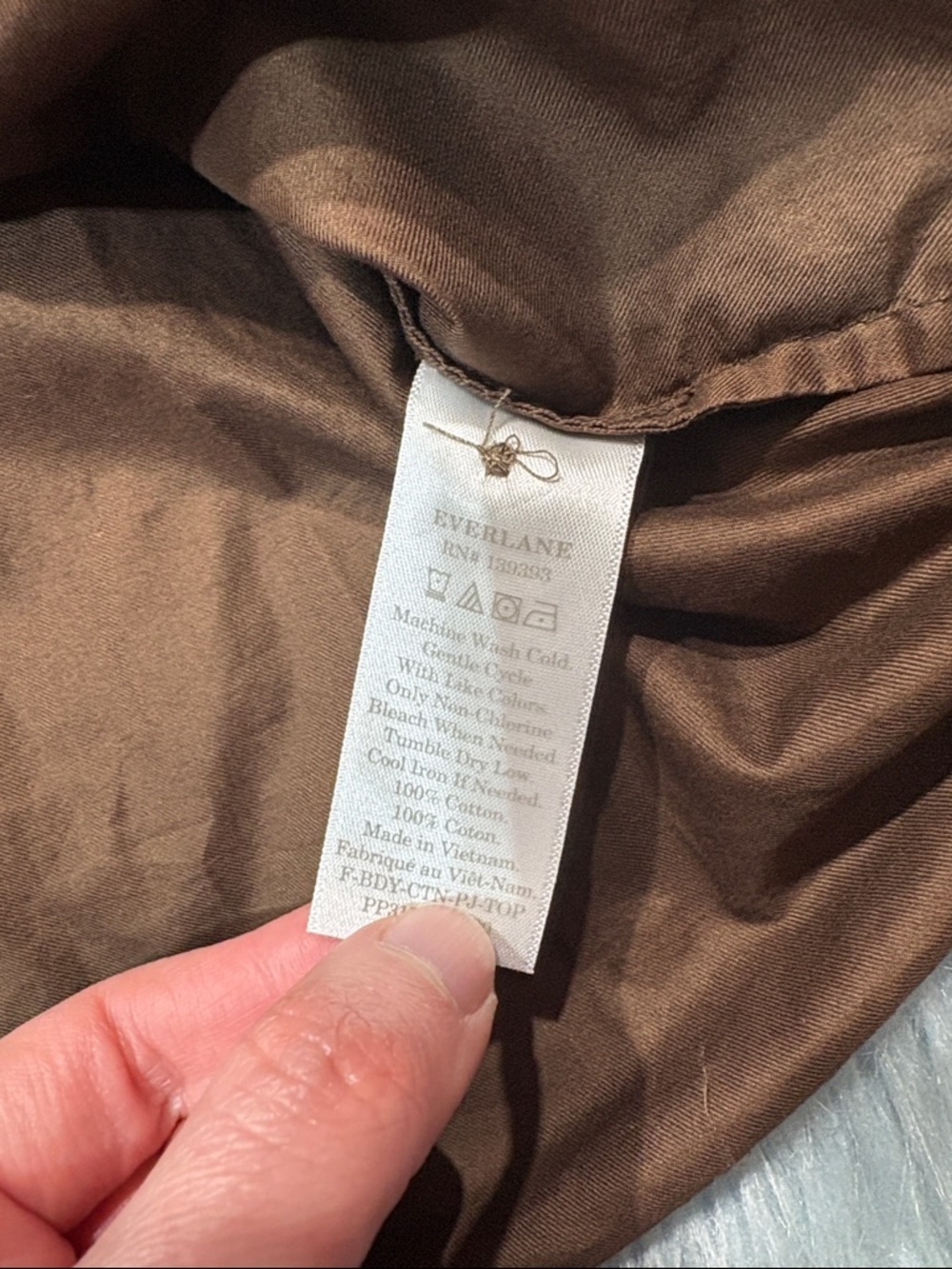NWOT Everlane Woven PJ Chesnut Button Front Cropped Top - Picture 8 of 8